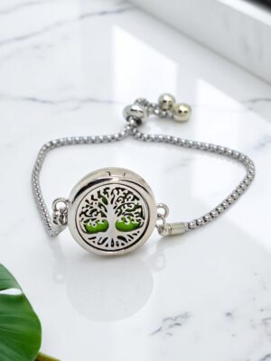 Pulseira de Aromaterapia - Medalhão - Árvore da Vida