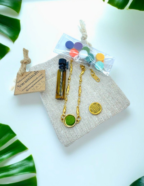 Pulseira de Aromaterapia - Flor da Vida Dourada