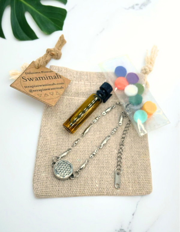 Pulseira de Aromaterapia - Flor da Vida Prateada
