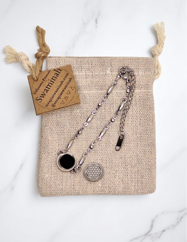 Pulseira de Aromaterapia - Flor da Vida Prateada