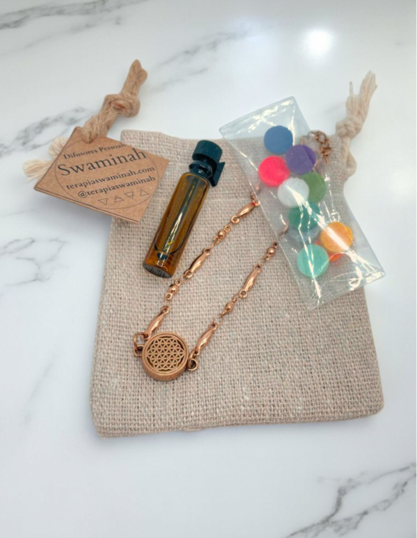 Pulseira de Aromaterapia - Flor da Vida em Rose Gold
