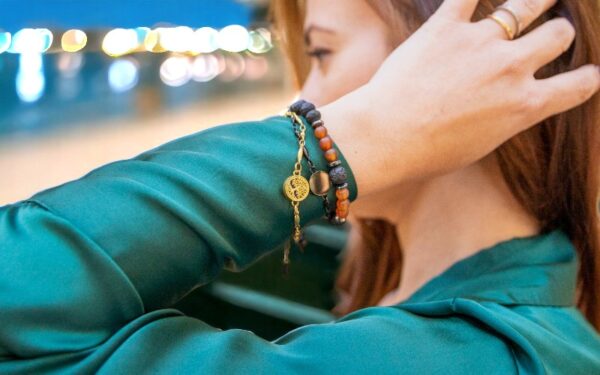 Pulseira Difusora de Aromaterapia – Árvore da Vida Dourada