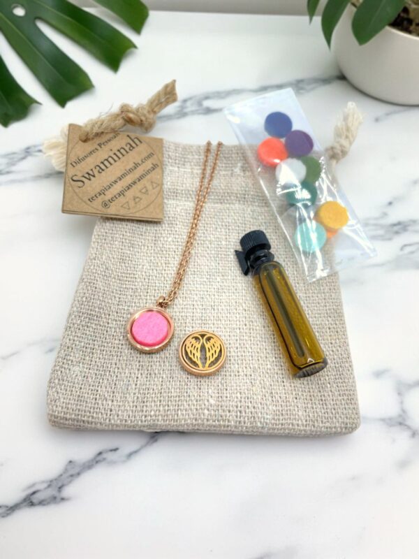 Colar de Aromaterapia com Asa em Rose Gold