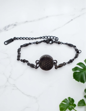 Pulseira de Aromaterapia - Flor da Vida Preta
