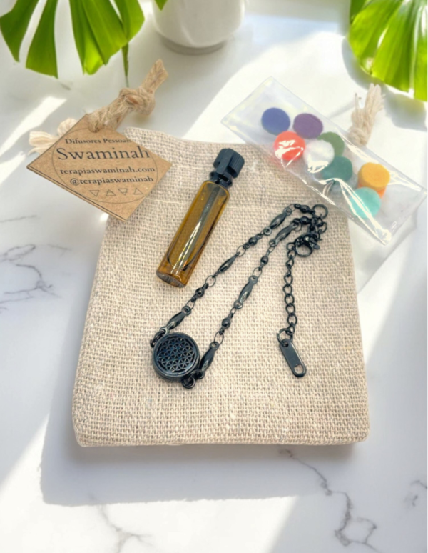 Pulseira de Aromaterapia - Flor da Vida Preta