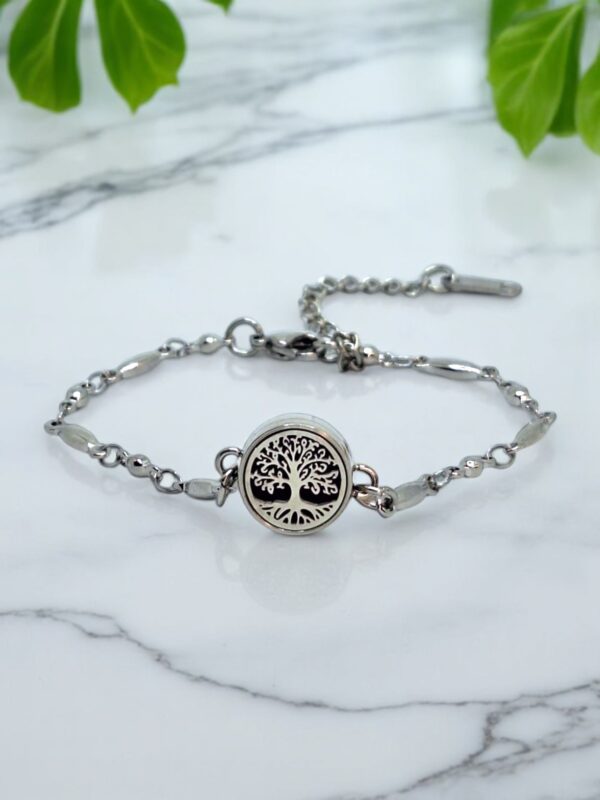Pulseira de Aromaterapia - Árvore da Vida Prateada