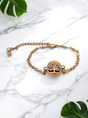 Pulseira de Aromaterapia - Árvore da Vida Rose Gold