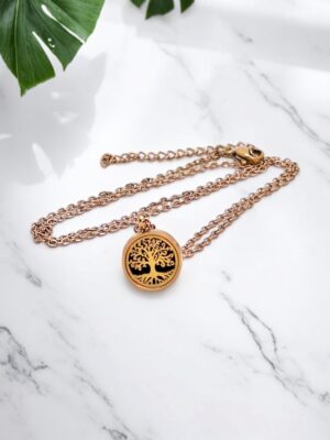 Colar de Aromaterapia - Árvore da Vida Rose Gold