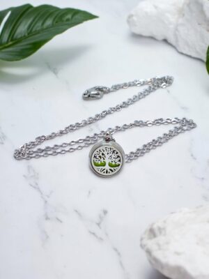 Colar de Aromaterapia - Árvore da Vida Prateado