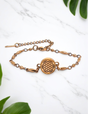 Pulseira de Aromaterapia - Flor da Vida em Rose Gold