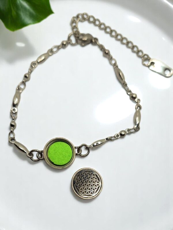 Pulseira de Aromaterapia - Flor da Vida Prateada