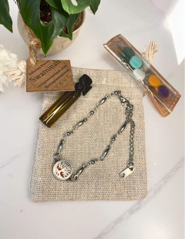 Pulseira de Aromaterapia - Árvore da Vida Prateada