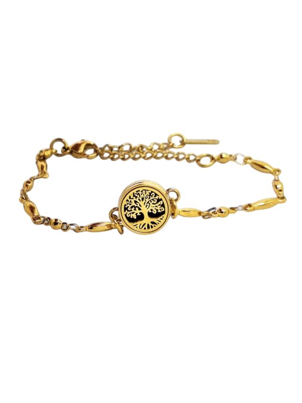 Pulseira Difusora de Aromaterapia – Árvore da Vida Dourada