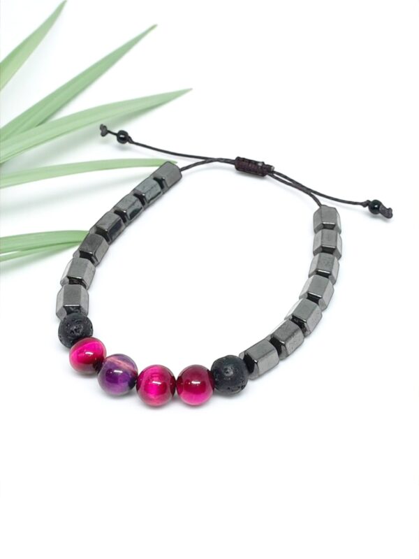 pulseira aromaterapia hematita e olho de tigre
