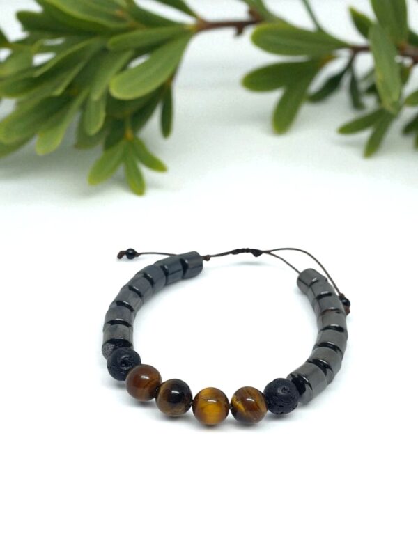 Pulseira Difusora de Hematita e olho de tigre marrom