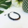 Pulseira Difusora de Hematita e olho de tigre marrom